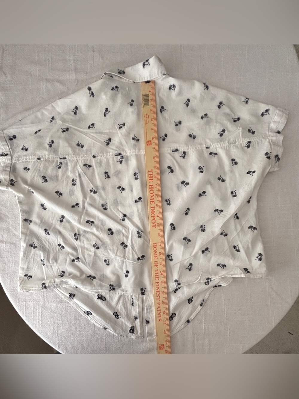 Madewell White Blouse with Black Palm Tree Pattern & Tie Front ~ Women’s Large - Picture 6 of 13